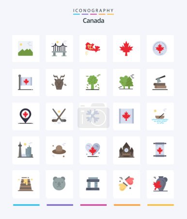 Téléchargez les illustrations : Creative Canada 25 Flat icon pack  Such As leaf. autumn. road. maple. canada - en licence libre de droit