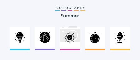 Téléchargez les illustrations : Summer Glyph 5 Icon Pack Including . treat. sun. summer. desert. Creative Icons Design - en licence libre de droit