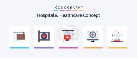 Ilustración de Hospital and Healthcare Concept Flat 5 Icon Pack Including medical. hospital. charity. healthcare. monitor. Creative Icons Design - Imagen libre de derechos