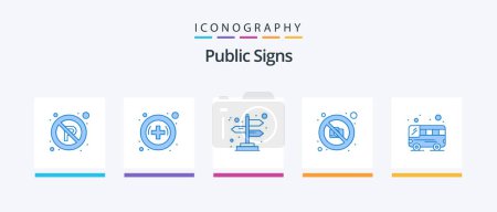 Illustration for Public Signs Blue 5 Icon Pack Including . public. direction. bus. no. Creative Icons Design - Royalty Free Image
