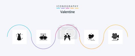 Téléchargez les illustrations : Valentine Glyph 5 Icon Pack Including ice cream. day. cup. valentines. valentine - en licence libre de droit