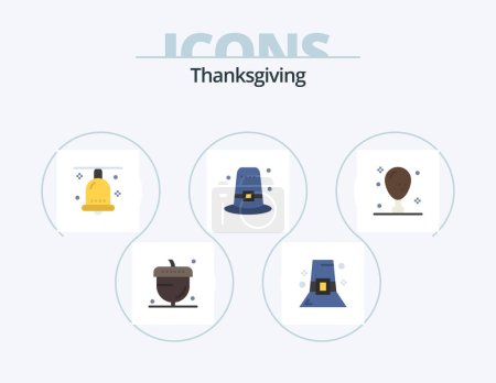 Illustration for Thanksgiving Flat Icon Pack 5 Icon Design. thanksgiving. hat. thanksgiving. garden. festival - Royalty Free Image