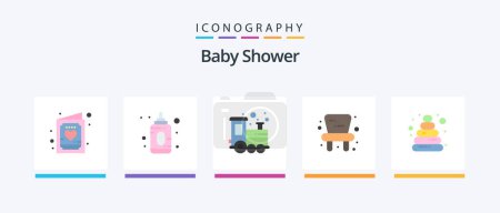Illustration for Baby Shower Flat 5 Icon Pack Including toy. baby. baby. toy. baby. Creative Icons Design - Royalty Free Image