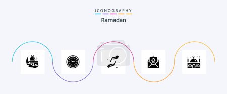 Illustration for Ramadan Glyph 5 Icon Pack Including shahada. hands . dinner . faith . - Royalty Free Image