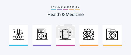 Ilustración de Health and Medicine Line 5 Icon Pack Including health. fitness. disease. drugs. medicine. Creative Icons Design - Imagen libre de derechos