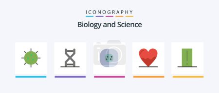 Téléchargez les illustrations : Biology Flat 5 Icon Pack Including cardiogram. anatomy. dna structure. laboratory. cell. Creative Icons Design - en licence libre de droit