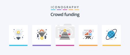 Téléchargez les illustrations : Crowdfunding Flat 5 Icon Pack Including circular. presentation. money. chart. money. Creative Icons Design - en licence libre de droit