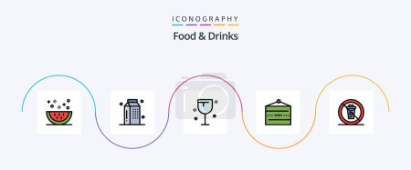 Ilustración de Food and Drinks Line Filled Flat 5 Icon Pack Including restaurant. food. meal. and. glass - Imagen libre de derechos