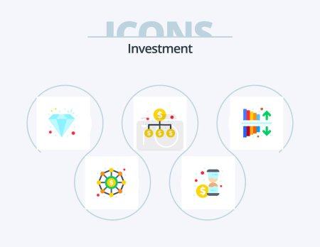 Téléchargez les illustrations : Investment Flat Icon Pack 5 Icon Design. investment. expenses. investment. money. business - en licence libre de droit