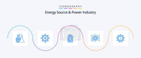 Téléchargez les illustrations : Energy Source And Power Industry Blue 5 Icon Pack Including solar. hotel. tag. dinner. consumption - en licence libre de droit
