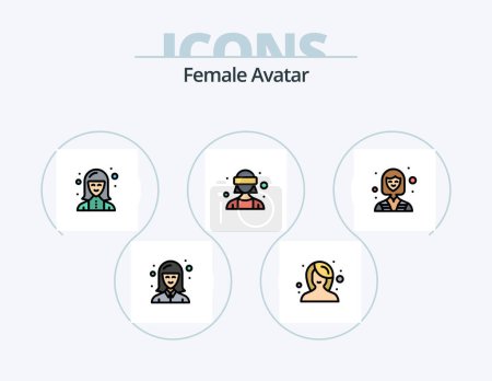 Illustration for Female Avatar Line Filled Icon Pack 5 Icon Design. worker. industry. executive. female. female - Royalty Free Image