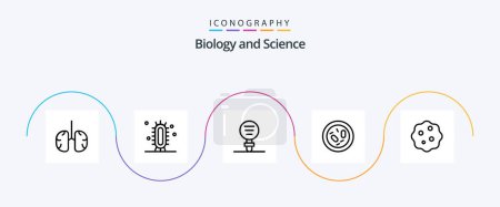 Téléchargez les illustrations : Biology Line 5 Icon Pack Including germ. bacterium. science. research. experiment - en licence libre de droit