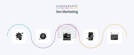 Illustration for Seo Marketing Glyph 5 Icon Pack Including date. appointment. report. mobile. seo - Royalty Free Image