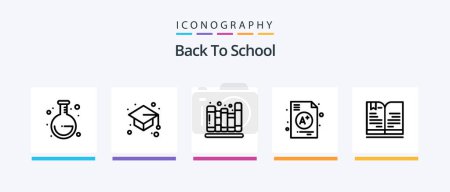 Illustration for Back To School Line 5 Icon Pack Including ball. diploma. apple. certificate. pages. Creative Icons Design - Royalty Free Image