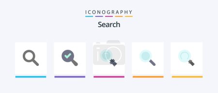Téléchargez les illustrations : Search Flat 5 Icon Pack Including . magnifying. search. Creative Icons Design - en licence libre de droit