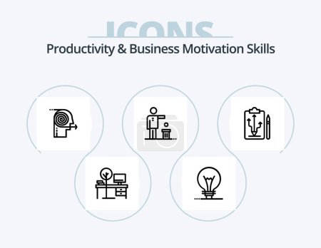 Illustration for Productivity And Business Motivation Skills Line Icon Pack 5 Icon Design. mute. alarm. media. mind. meditation - Royalty Free Image