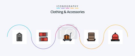 Illustration for Clothing and Accessories Line Filled Flat 5 Icon Pack Including christmas. top. scarf. hat. weight - Royalty Free Image