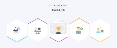 Ilustración de Find A Job 25 Flat icon pack including find job. job. job. work. cup - Imagen libre de derechos