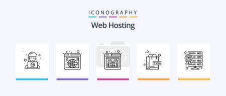 Illustration for Web Hosting Line 5 Icon Pack Including internet. link. search. internet. domain. Creative Icons Design - Royalty Free Image