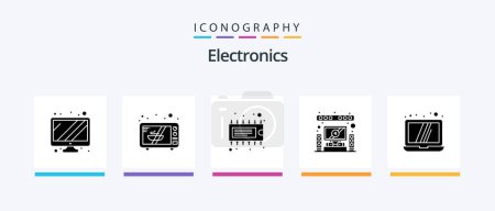 Téléchargez les illustrations : Electronics Glyph 5 Icon Pack Including . laptop. electronic. computer. system. Creative Icons Design - en licence libre de droit