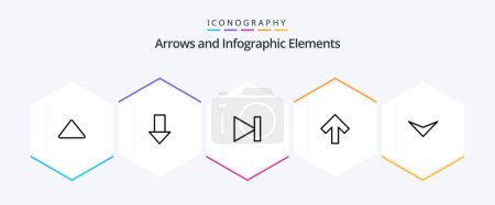 Illustration for Arrow 25 Line icon pack including next. arrow. end. forward. arrow - Royalty Free Image