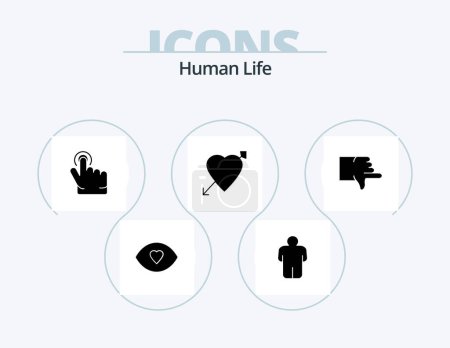 Illustration for Human Glyph Icon Pack 5 Icon Design. vote. down. finger. dislike. love - Royalty Free Image