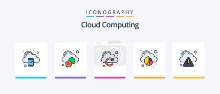 Téléchargez les illustrations : Cloud Computing Line Filled 5 Icon Pack Including location. music. cloud. multimedia. cloud. Creative Icons Design - en licence libre de droit