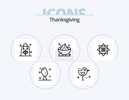 Illustration for Thanksgiving Line Icon Pack 5 Icon Design. holiday. calendar. pie. thanksgiving. love letter - Royalty Free Image