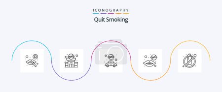 Illustration for Quit Smoking Line 5 Icon Pack Including tobacco smoking. dentist. not allowed. transport. smoking - Royalty Free Image