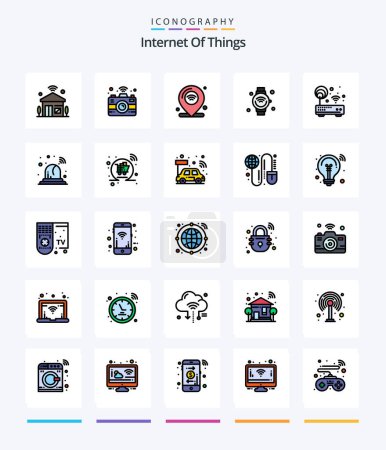 Téléchargez les illustrations : Creative Internet Of Things 25 Line FIlled icon pack  Such As wifi. internet of things. location. internet. wifi - en licence libre de droit