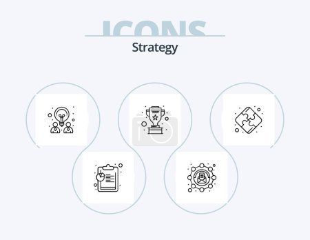 Téléchargez les illustrations : Strategy Line Icon Pack 5 Icon Design. . meeting. phone book. group. level - en licence libre de droit