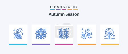 Illustration for Autumn Blue 5 Icon Pack Including cold. berries. thanksgiving. autumn. thanksgiving. Creative Icons Design - Royalty Free Image