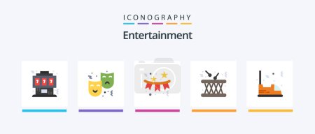 Téléchargez les illustrations : Entertainment Flat 5 Icon Pack Including multimedia. drum. circus. holiday. celebration. Creative Icons Design - en licence libre de droit