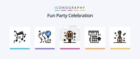 Téléchargez les illustrations : Party Line Filled 5 Icon Pack Including hat. party. fun. fireworks. celebration. Creative Icons Design - en licence libre de droit
