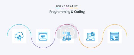 Ilustración de Programming And Coding Blue 5 Icon Pack Including css. code. page. programmer. develop - Imagen libre de derechos