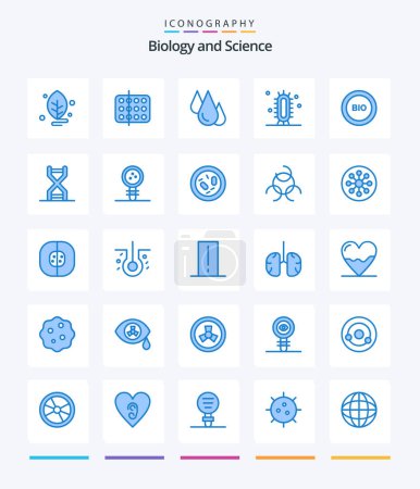 Illustration for Creative Biology 25 Blue icon pack  Such As energy. ecology. sample. bio. science - Royalty Free Image