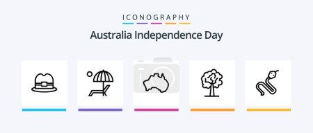 Ilustración de Australia Independence Day Line 5 Icon Pack Including boomerang. australia. australia. country. ship. Creative Icons Design - Imagen libre de derechos