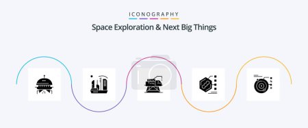 Ilustración de Space Exploration And Next Big Things Glyph 5 Icon Pack Including data. form. construction. examination. bacteria - Imagen libre de derechos
