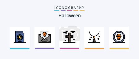Illustration for Halloween Line Filled 5 Icon Pack Including murder. horror. poison. halloween. pumpkin. Creative Icons Design - Royalty Free Image