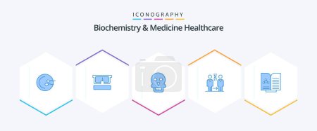 Illustration for Biochemistry And Medicine Healthcare 25 Blue icon pack including medical. hospital. skull. patient. dna - Royalty Free Image