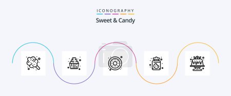 Téléchargez les illustrations : Sweet And Candy Line 5 Icon Pack Including dessert. bakery. dessert. sweets. dessert - en licence libre de droit