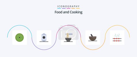 Téléchargez les illustrations : Food Flat 5 Icon Pack Including marshmallow. food. food. food. bowl - en licence libre de droit
