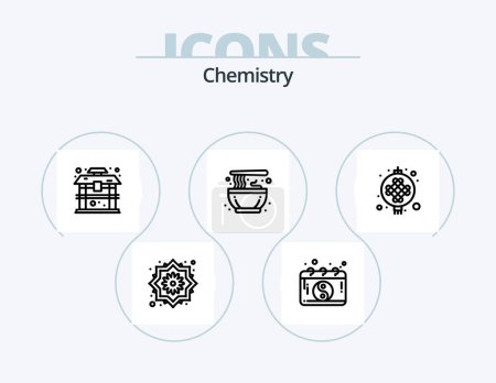 Téléchargez les illustrations : Chemistry Line Icon Pack 5 Icon Design. chemistry. test. atom. magnet. study - en licence libre de droit