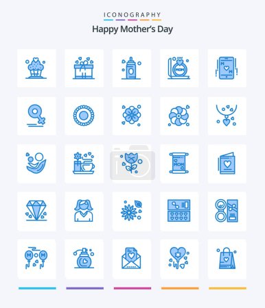 Illustration for Creative Happy Mothers Day 25 Blue icon pack  Such As female. mom. child. love. mother - Royalty Free Image