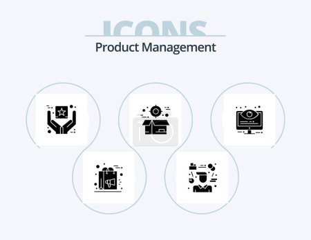 Téléchargez les illustrations : Product Management Glyph Icon Pack 5 Icon Design. delivery. boxes. consultant. box. premium product - en licence libre de droit
