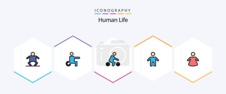 Illustration for Human 25 FilledLine icon pack including . people. riding. people. family - Royalty Free Image