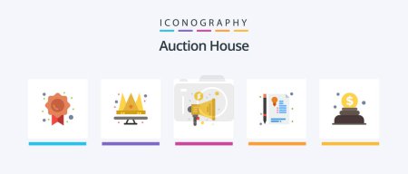 Illustration for Auction Flat 5 Icon Pack Including donation. seal. advertising. sign. certificate. Creative Icons Design - Royalty Free Image