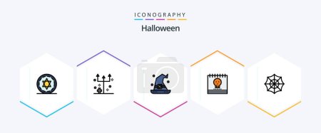 Illustration for Halloween 25 FilledLine icon pack including halloween. holiday. had. halloween. calendar - Royalty Free Image