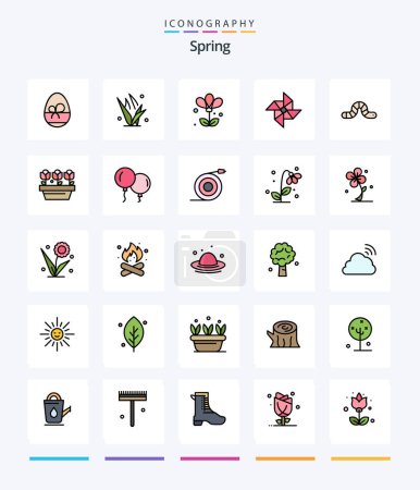 Illustration for Creative Spring 25 Line FIlled icon pack  Such As insect. animal. flower. windmill. spring - Royalty Free Image