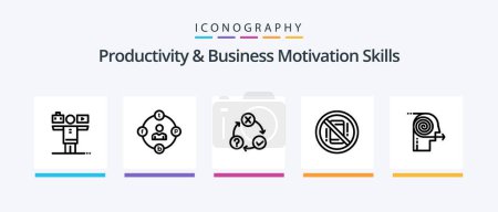 Téléchargez les illustrations : Productivity And Business Motivation Skills Line 5 Icon Pack Including invention. idea. world. inspirating. idea. Creative Icons Design - en licence libre de droit